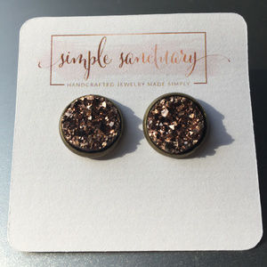 Metallic Bronze Champagne Druzy Studs